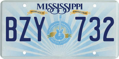 MS license plate BZY732