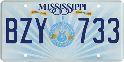 MS license plate BZY733