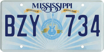 MS license plate BZY734