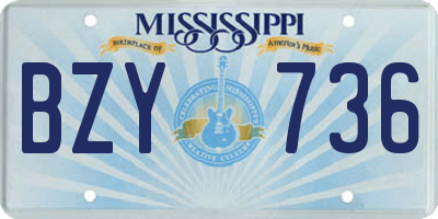 MS license plate BZY736