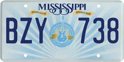 MS license plate BZY738