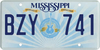MS license plate BZY741