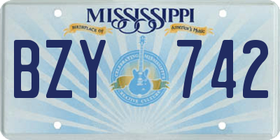 MS license plate BZY742