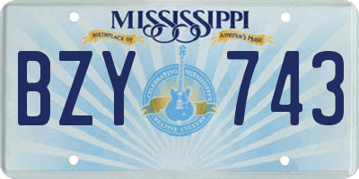 MS license plate BZY743
