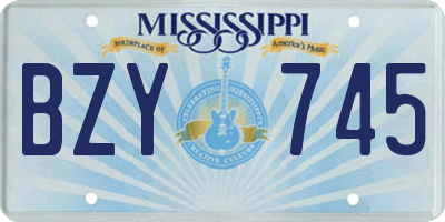 MS license plate BZY745