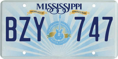 MS license plate BZY747