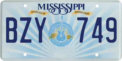 MS license plate BZY749
