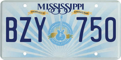 MS license plate BZY750