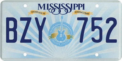 MS license plate BZY752