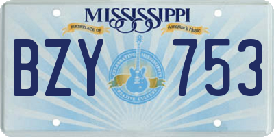 MS license plate BZY753