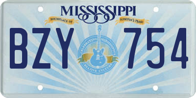 MS license plate BZY754