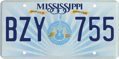 MS license plate BZY755