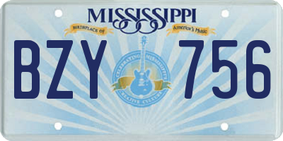 MS license plate BZY756