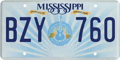 MS license plate BZY760