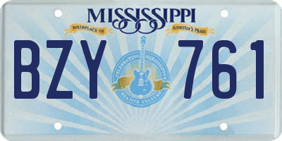 MS license plate BZY761