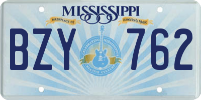 MS license plate BZY762