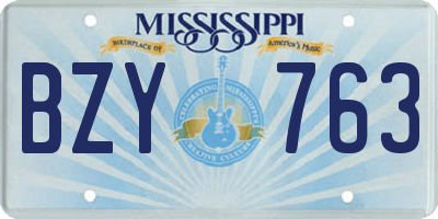 MS license plate BZY763