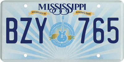 MS license plate BZY765
