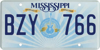MS license plate BZY766