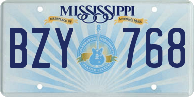MS license plate BZY768