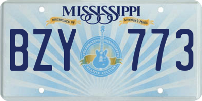 MS license plate BZY773
