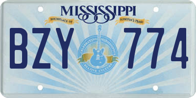 MS license plate BZY774