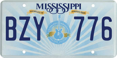 MS license plate BZY776