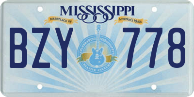 MS license plate BZY778
