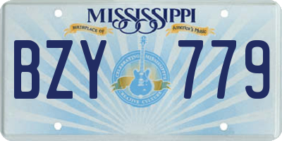 MS license plate BZY779