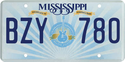 MS license plate BZY780