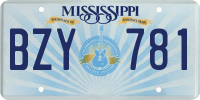 MS license plate BZY781