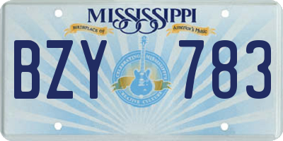 MS license plate BZY783