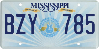 MS license plate BZY785