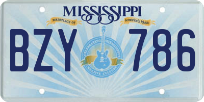 MS license plate BZY786