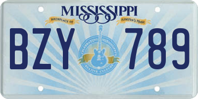 MS license plate BZY789