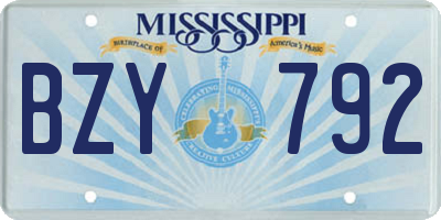MS license plate BZY792