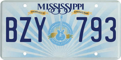 MS license plate BZY793