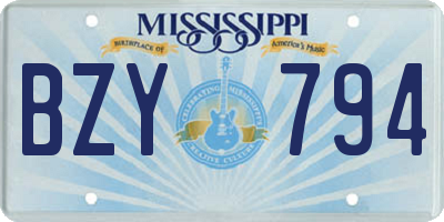 MS license plate BZY794