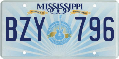 MS license plate BZY796