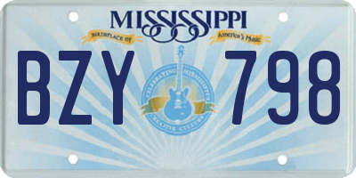 MS license plate BZY798