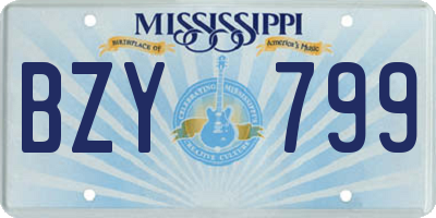 MS license plate BZY799