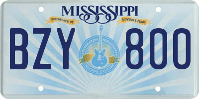 MS license plate BZY800