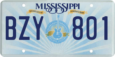MS license plate BZY801