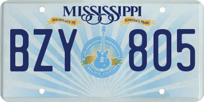 MS license plate BZY805