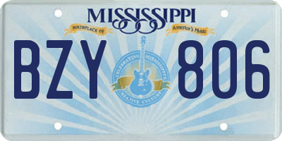 MS license plate BZY806