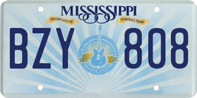 MS license plate BZY808