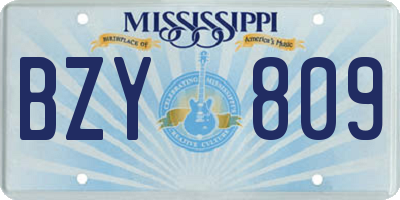 MS license plate BZY809