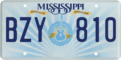 MS license plate BZY810
