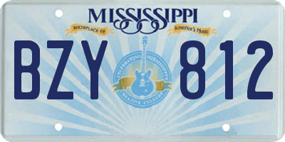 MS license plate BZY812