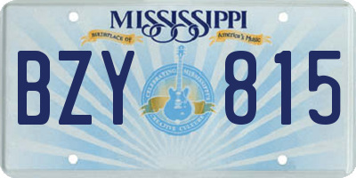 MS license plate BZY815